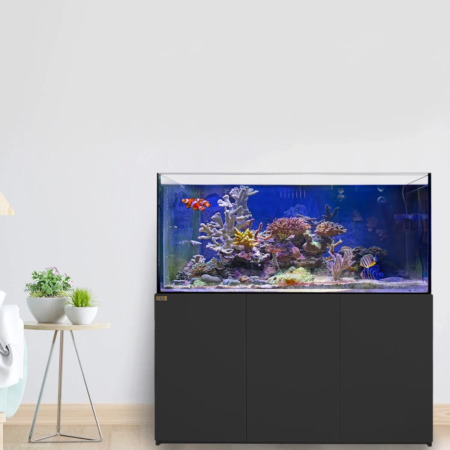 185 Gallon Coral Reef Aquarium Ultra Clear Glass Fish Tank & Built in Sump All Black