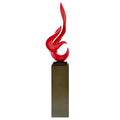 Finesse Decor Red Flame Floor Sculpture With Gray Stand, 65" Tall