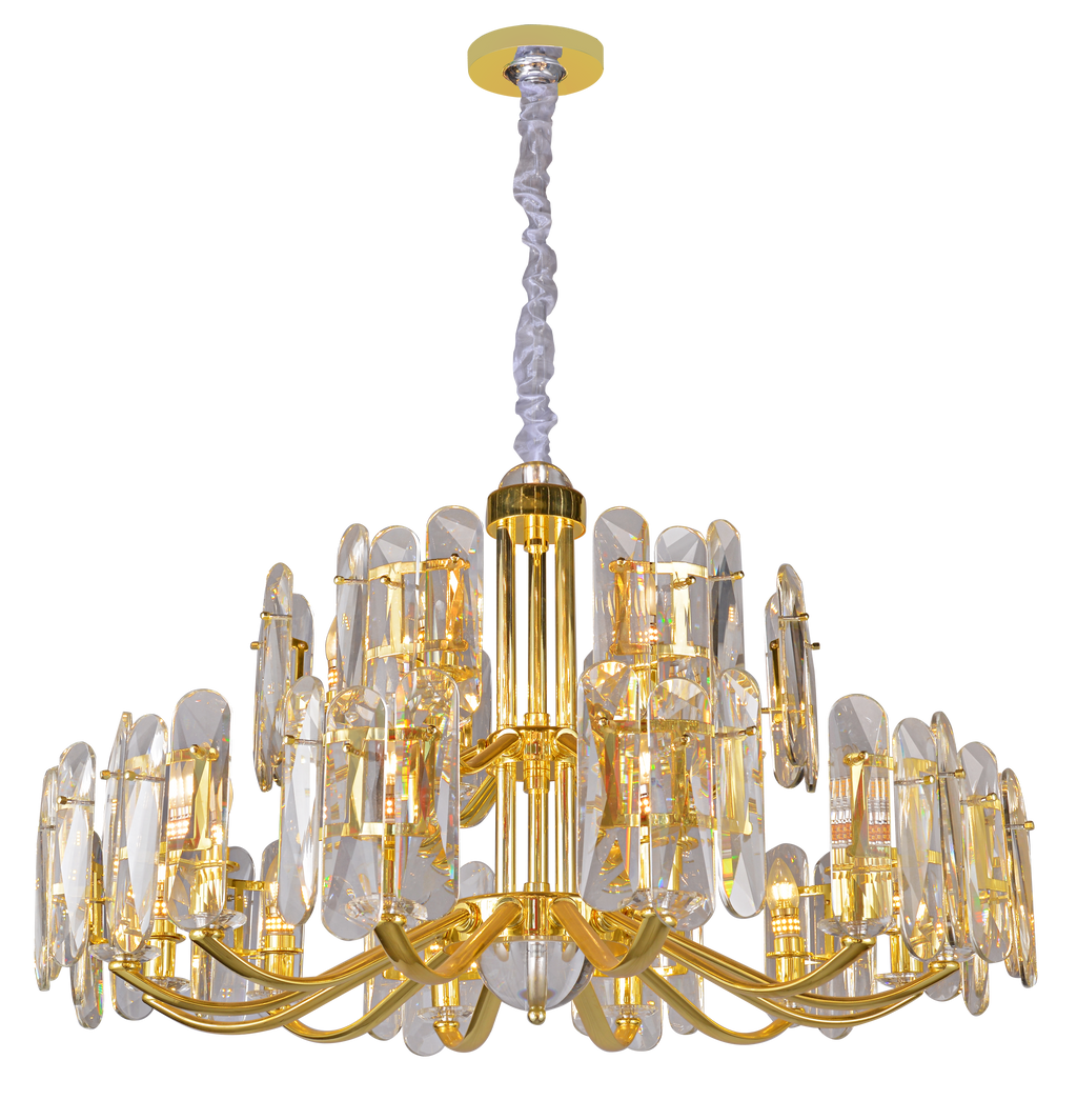 Gold K9 Crystal Chandelier Modern Linear Branch Chandelier