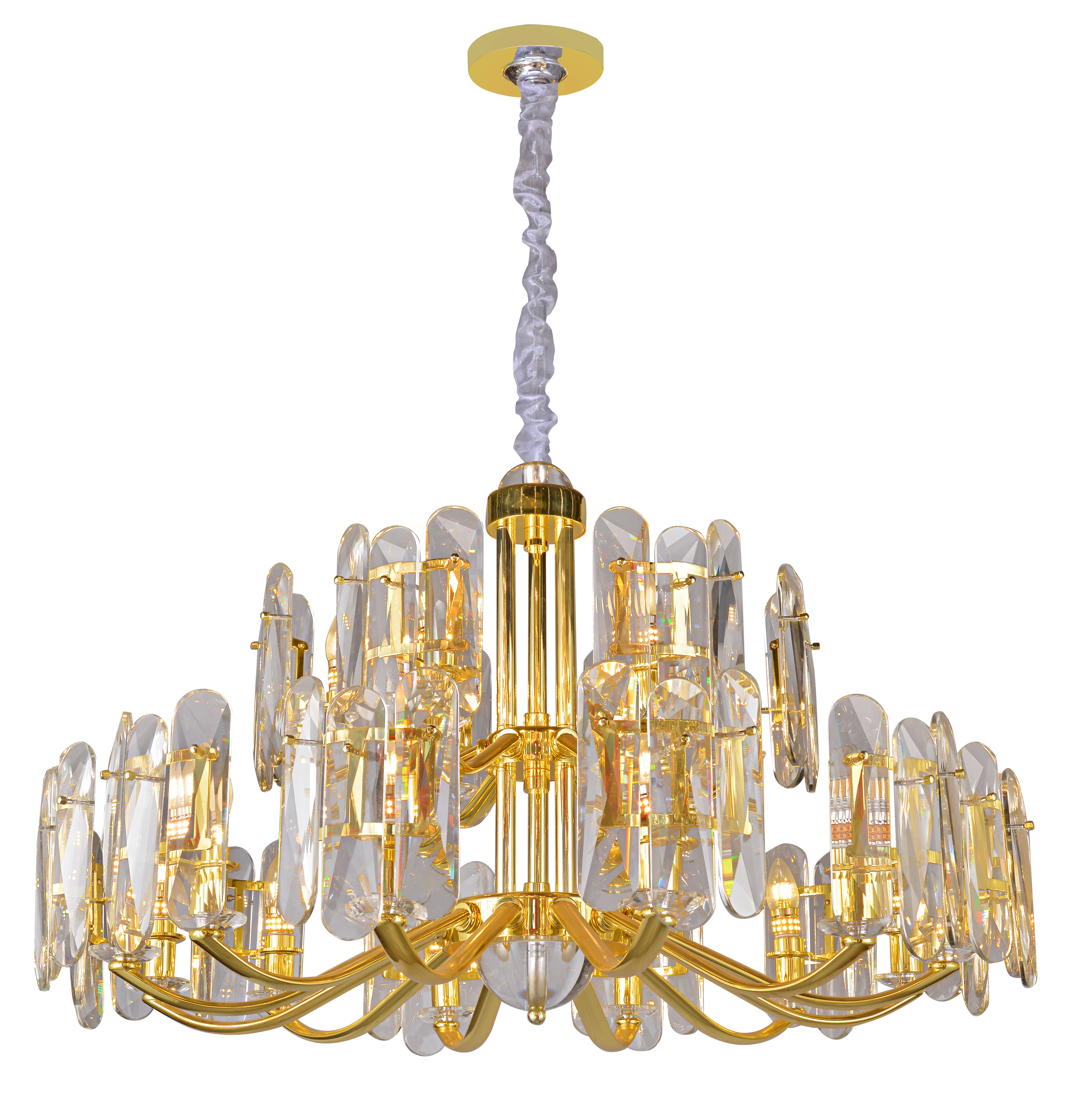 Gold K9 Crystal Chandelier Modern Linear Branch Chandelier