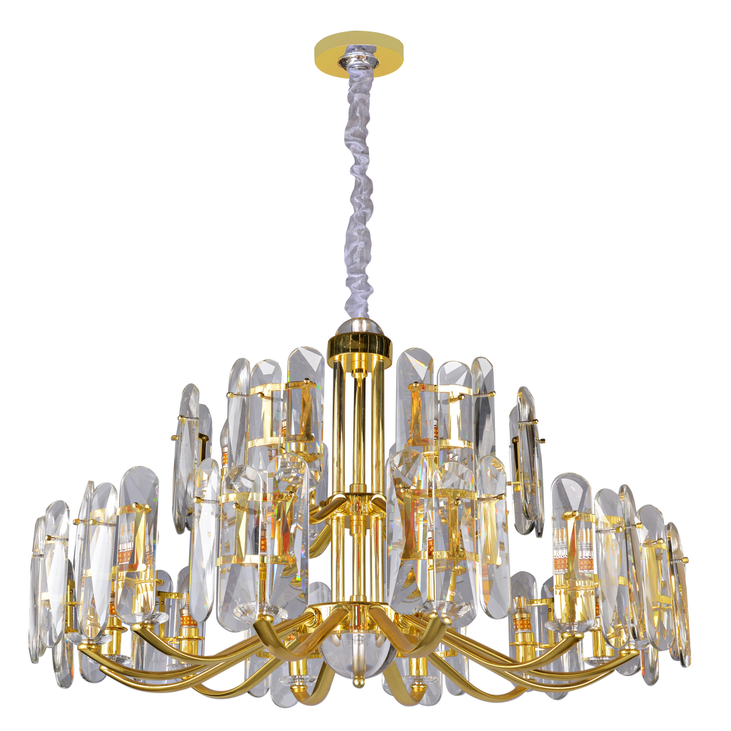 Gold K9 Crystal Chandelier Modern Linear Branch Chandelier