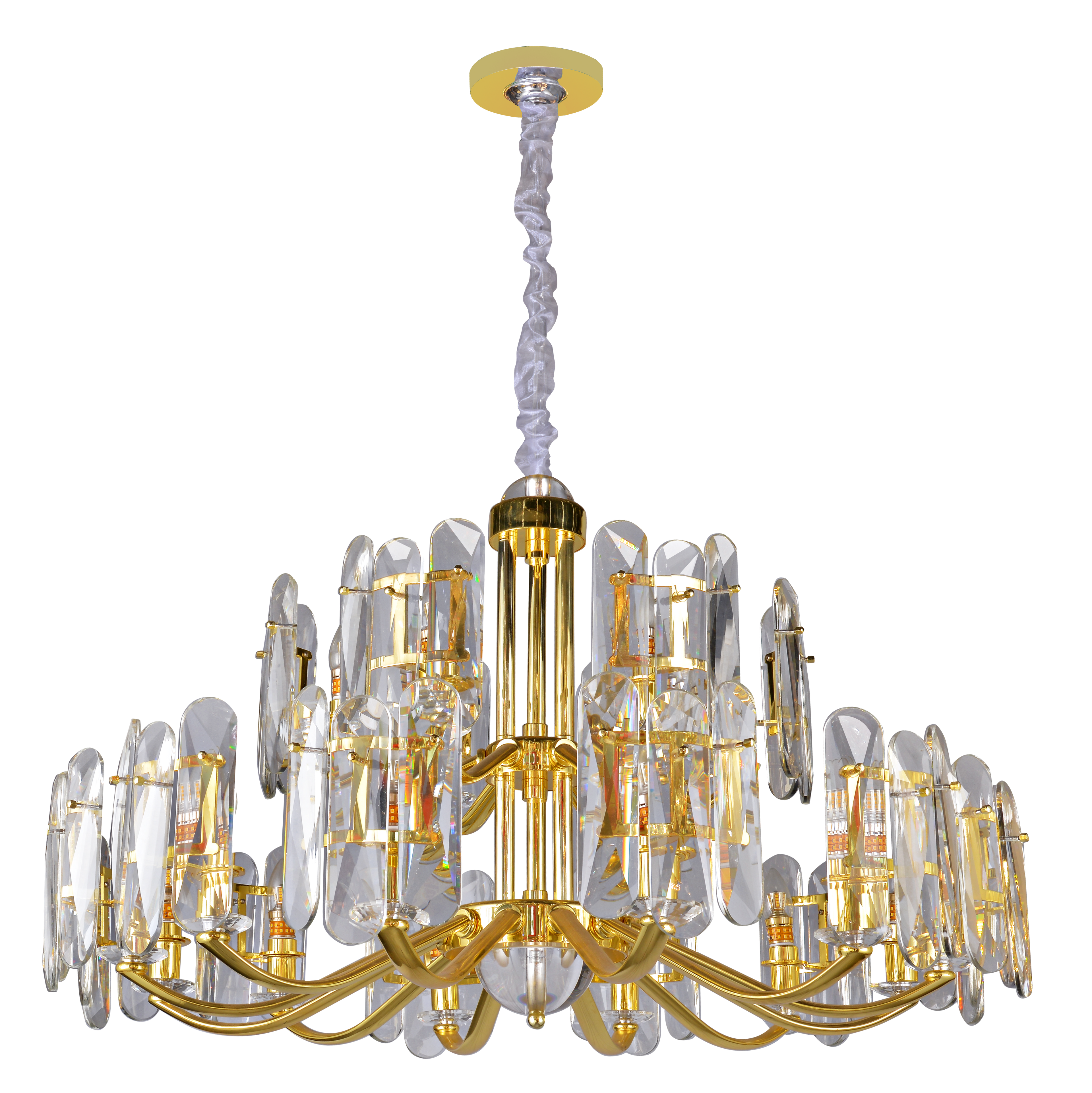 Gold K9 Crystal Chandelier Modern Linear Branch Chandelier
