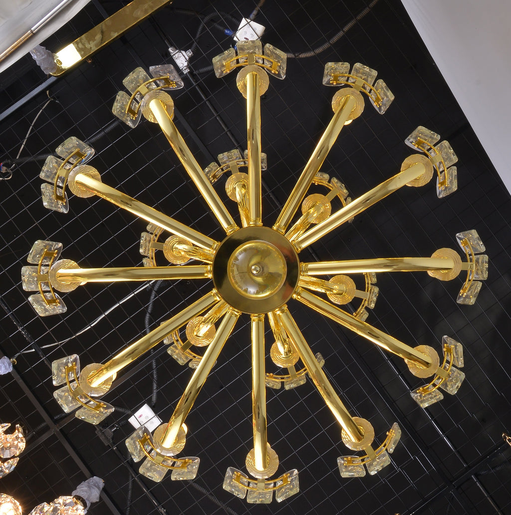 Gold K9 Crystal Chandelier Modern Linear Branch Chandelier