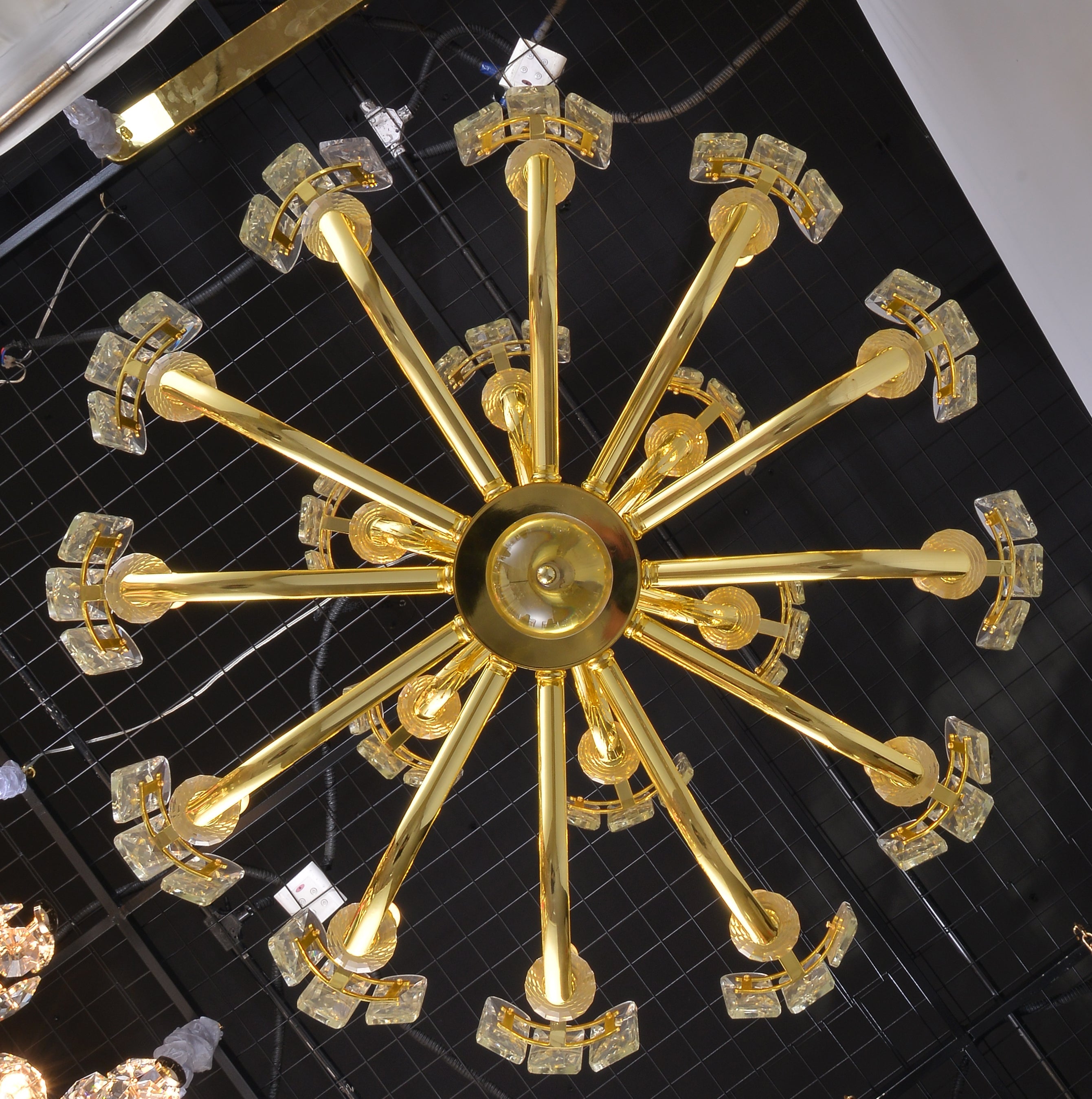 Gold K9 Crystal Chandelier Modern Linear Branch Chandelier