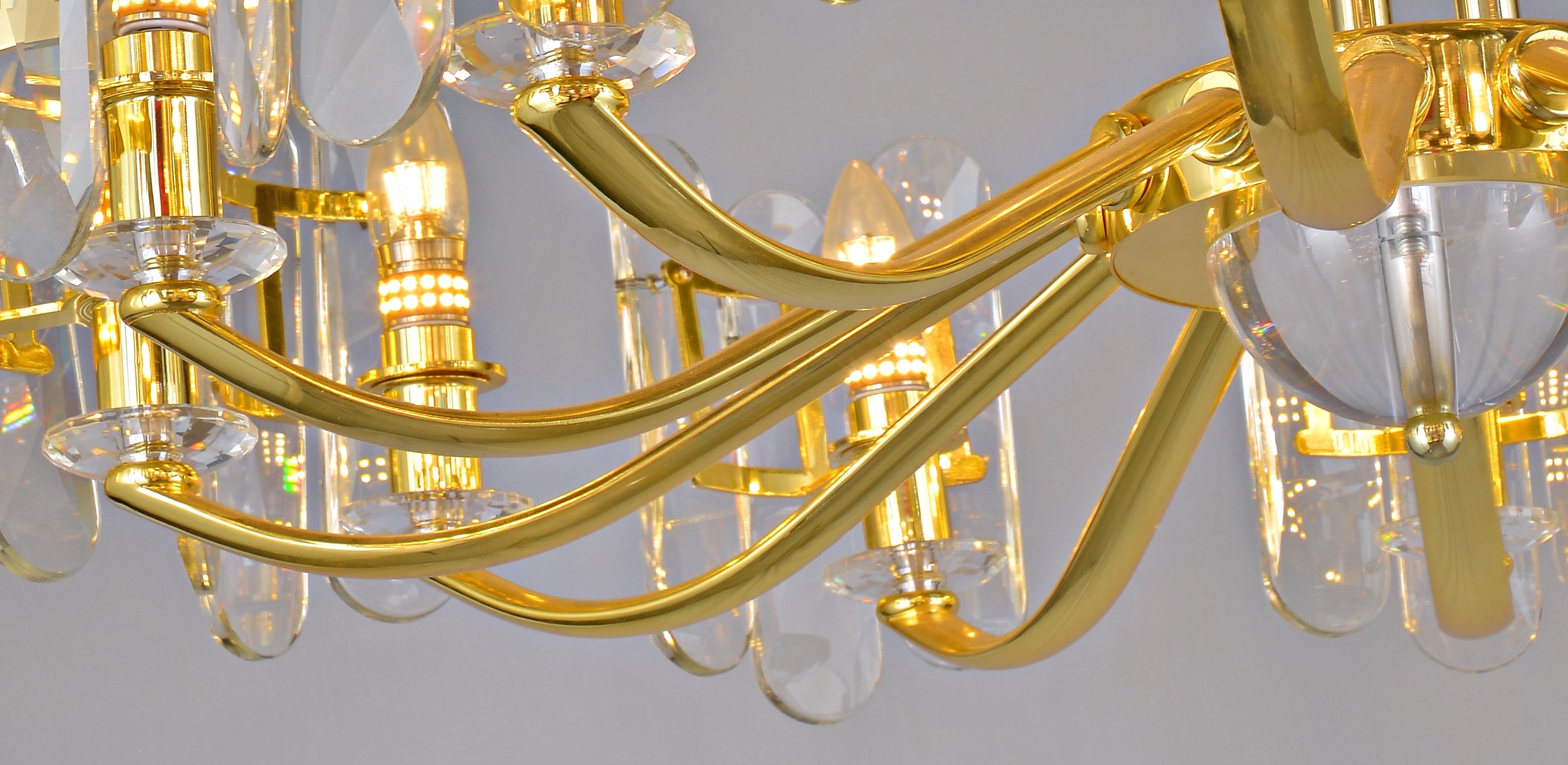 Gold K9 Crystal Chandelier Modern Linear Branch Chandelier