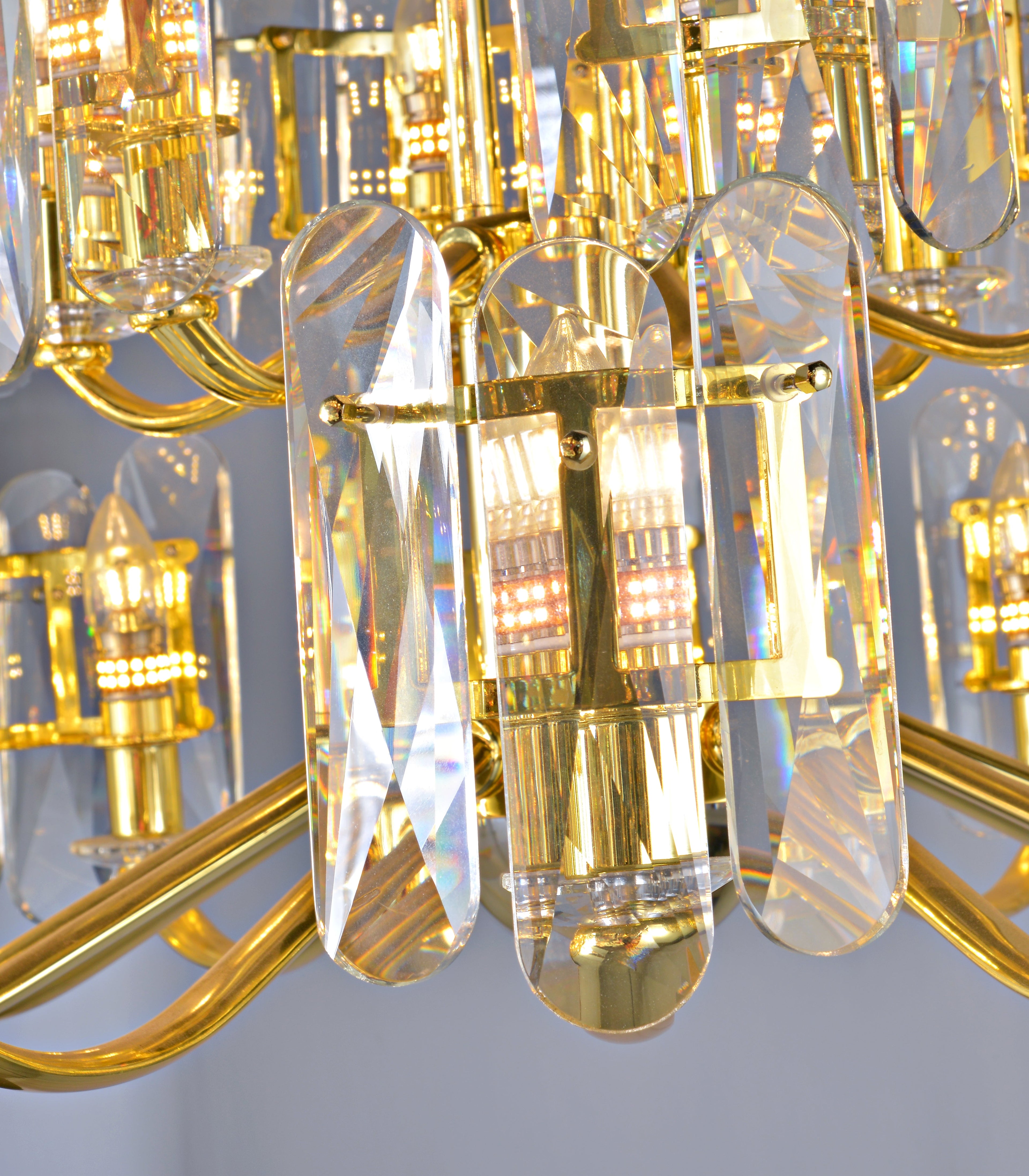 Gold K9 Crystal Chandelier Modern Linear Branch Chandelier