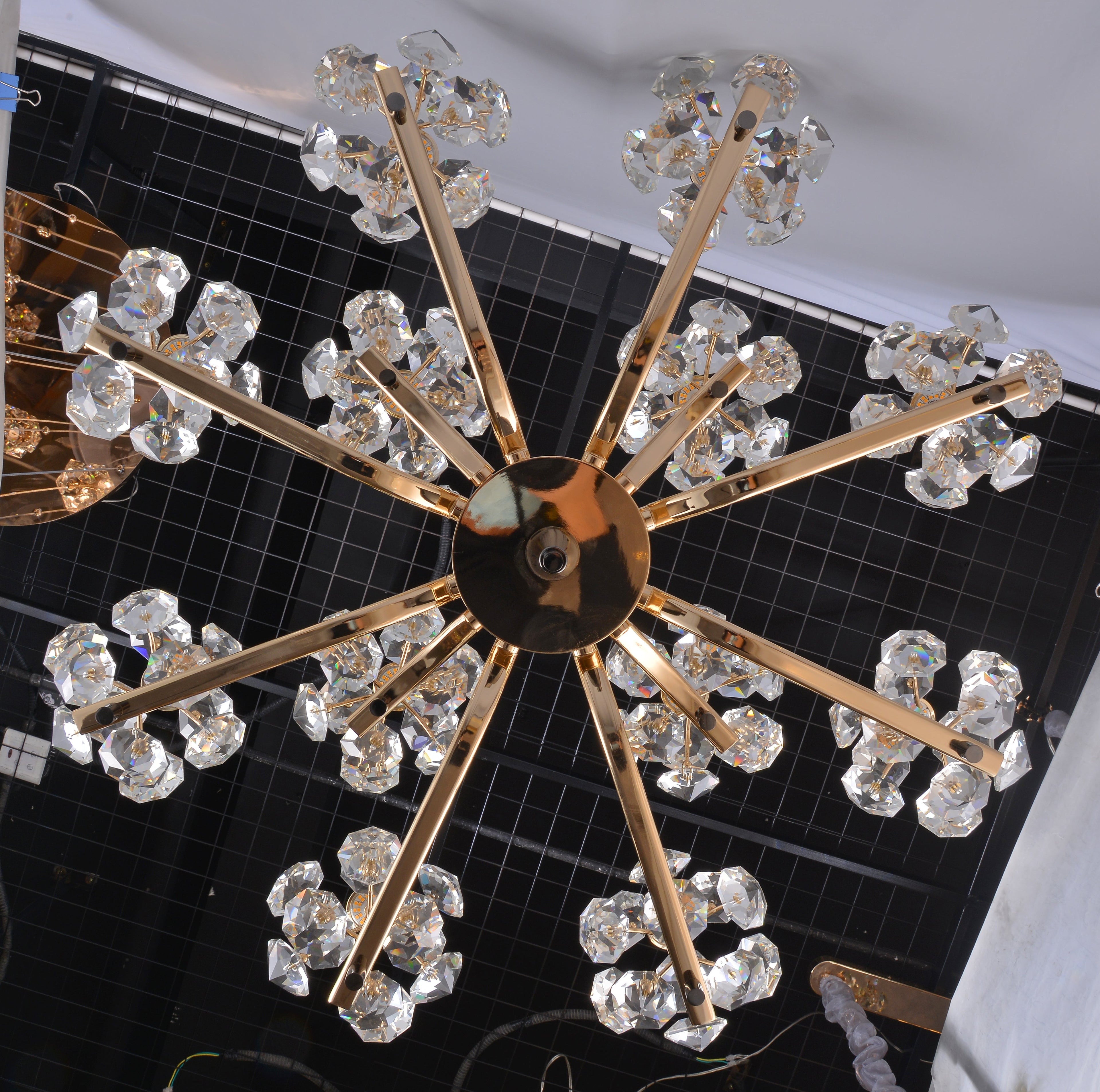 Golden Crystal Flower Ball Chandelier