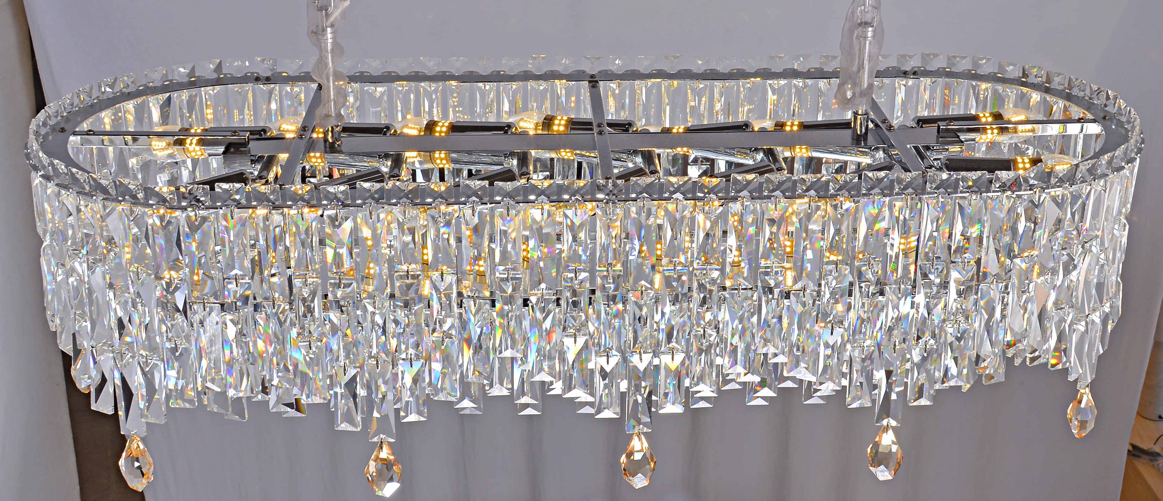 Oval K9 Crystal Pendant Light