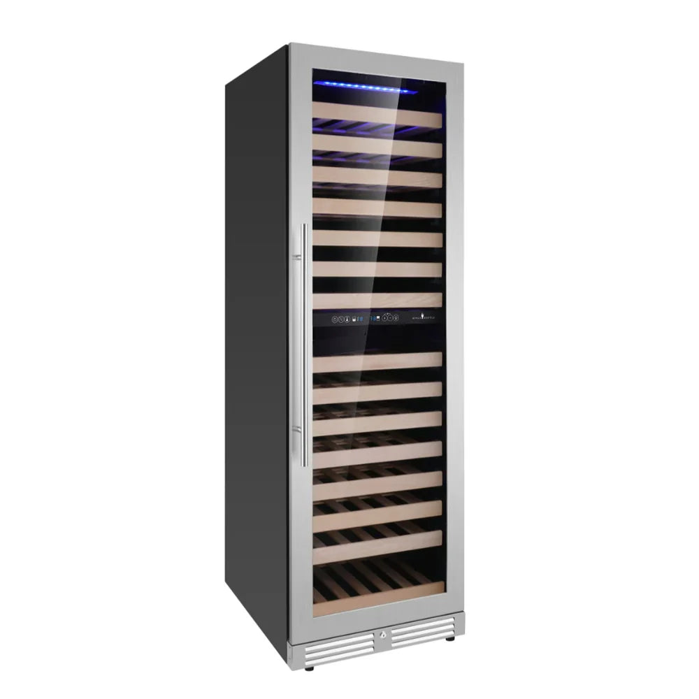 KingsBottle Tall Dual Zone Upright Wine Cooler | Low-E Glass & Silent Cooling
