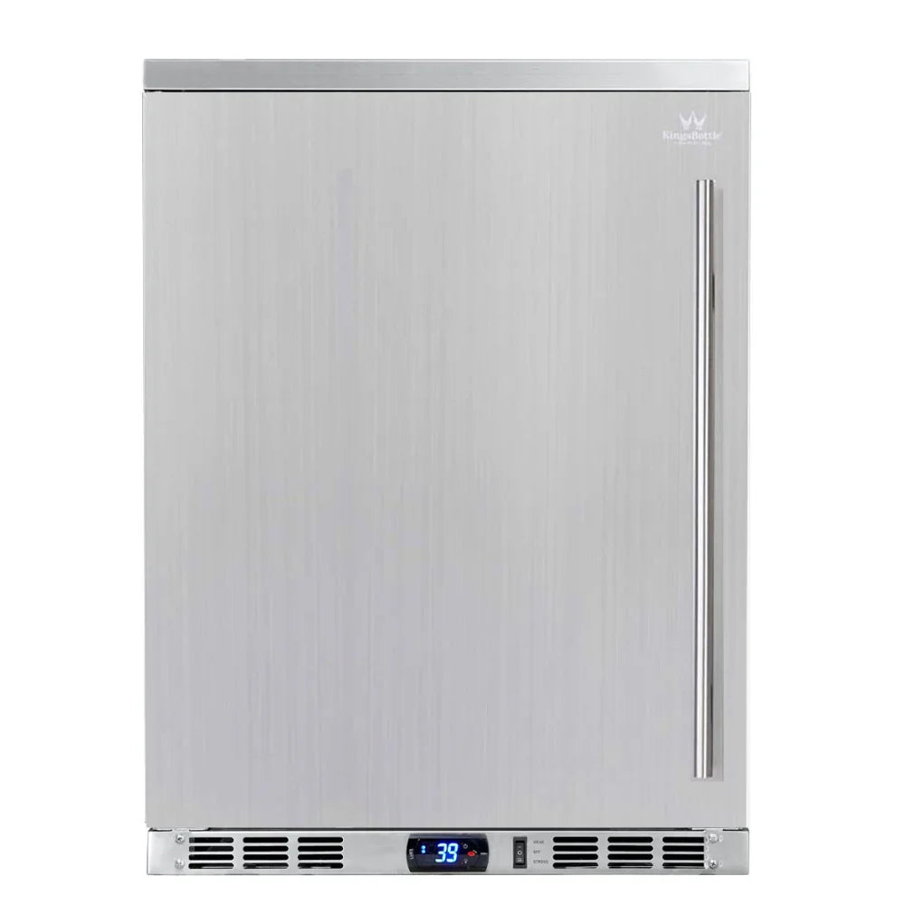 KingsBottle 24-Inch Outdoor Beverage Refrigerator with Solid Stainless Steel Door