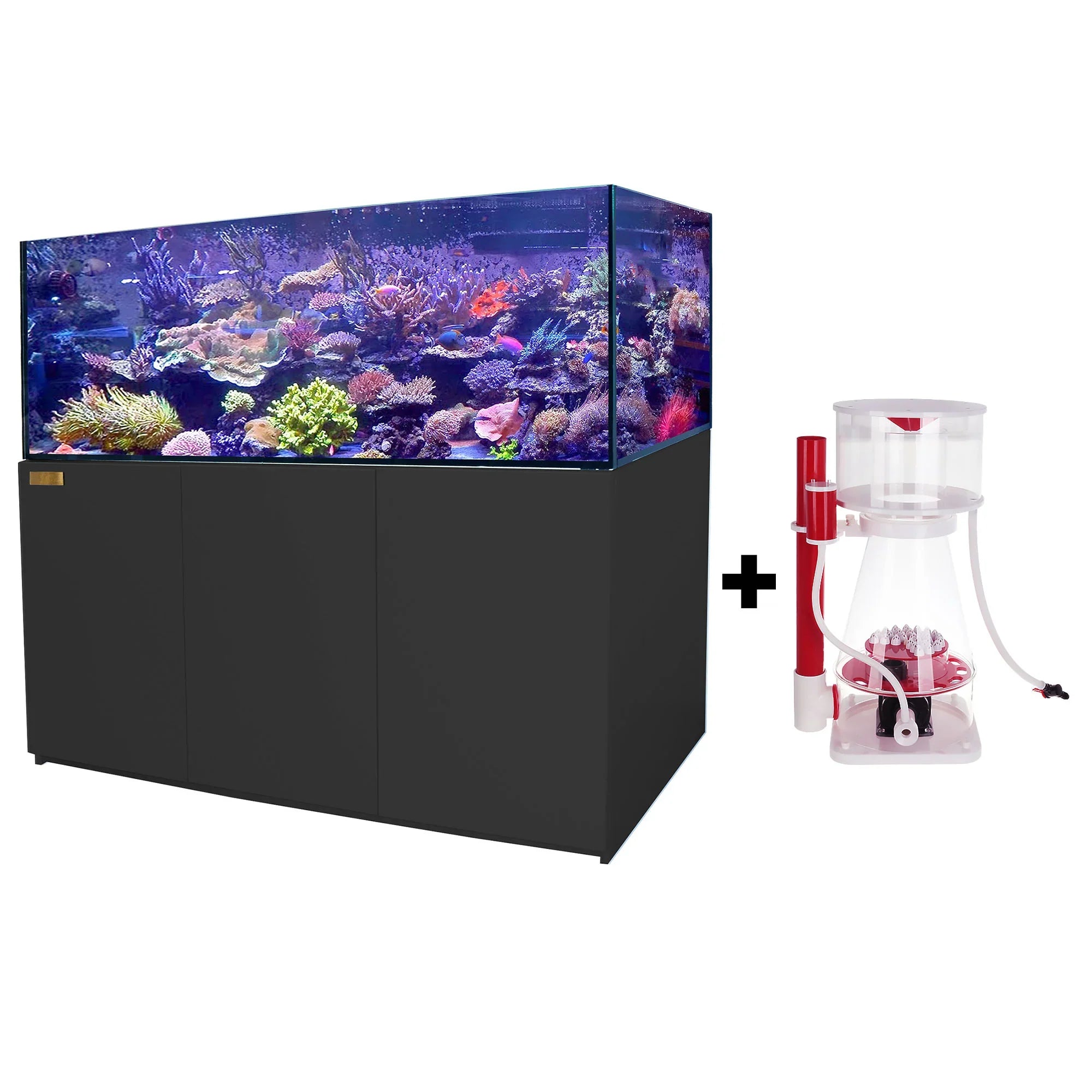 220 Gallon Coral Reef Aquarium: Ultra Clear Glass Tank & Built-In Sump All Black