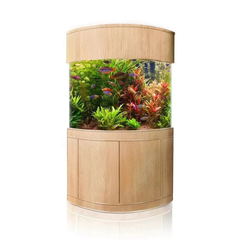 Aqua Vim Corner 1/4 Cylinder Glass Aquarium Set in Unstained Wood