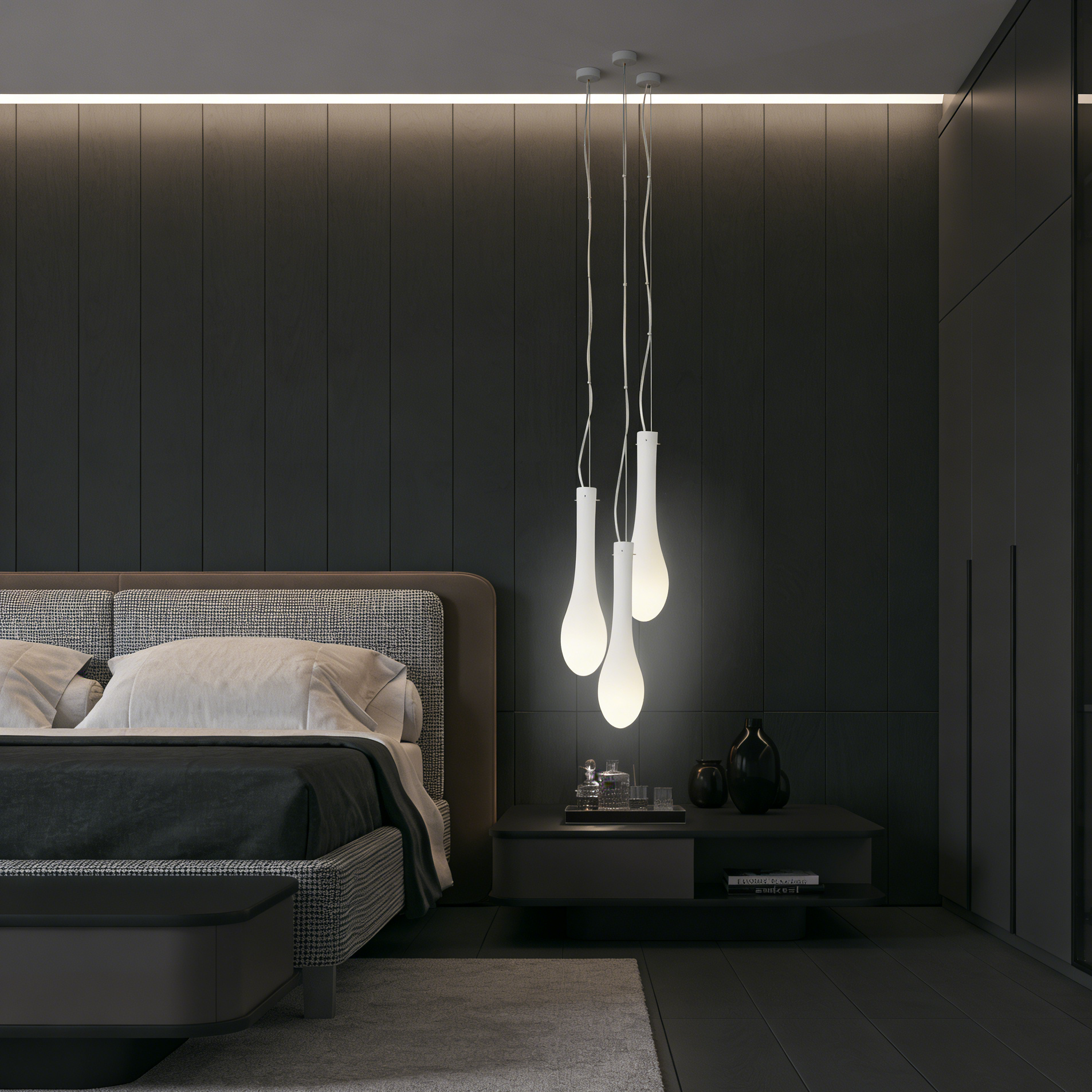 Cream White Frosted LED Teardrop Pendant Light