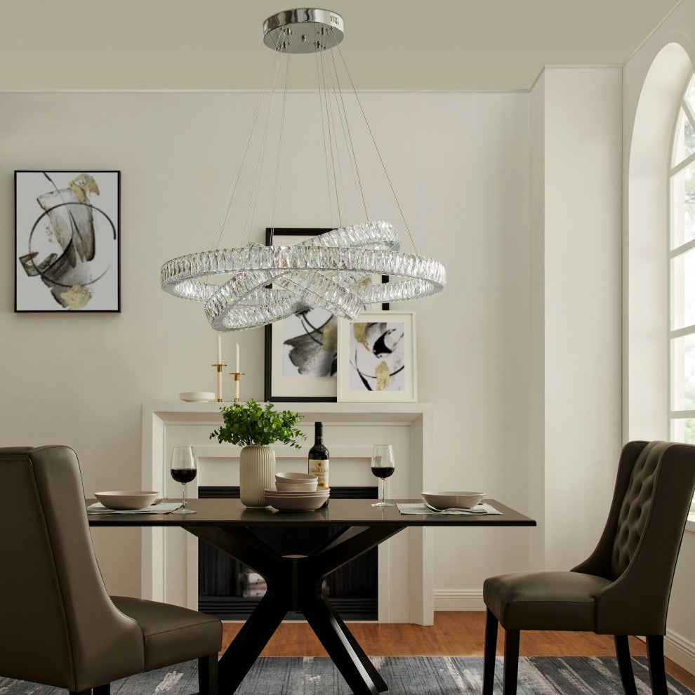 Crystal Elegance Three Ring Chandelier  Finesse Decor