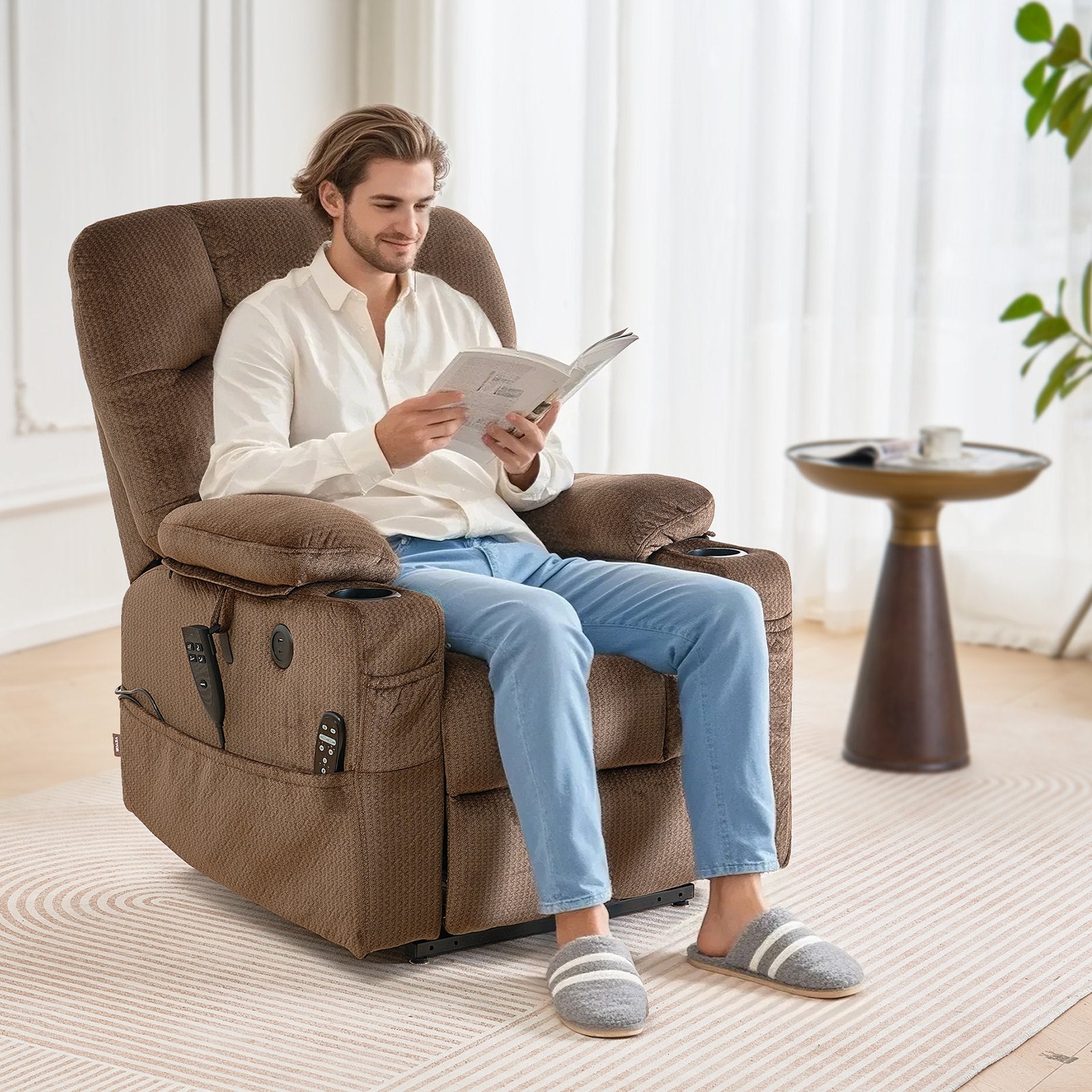 Power Lift Recliner Chair for Elderly Heat and Massage Electric Recliner Large