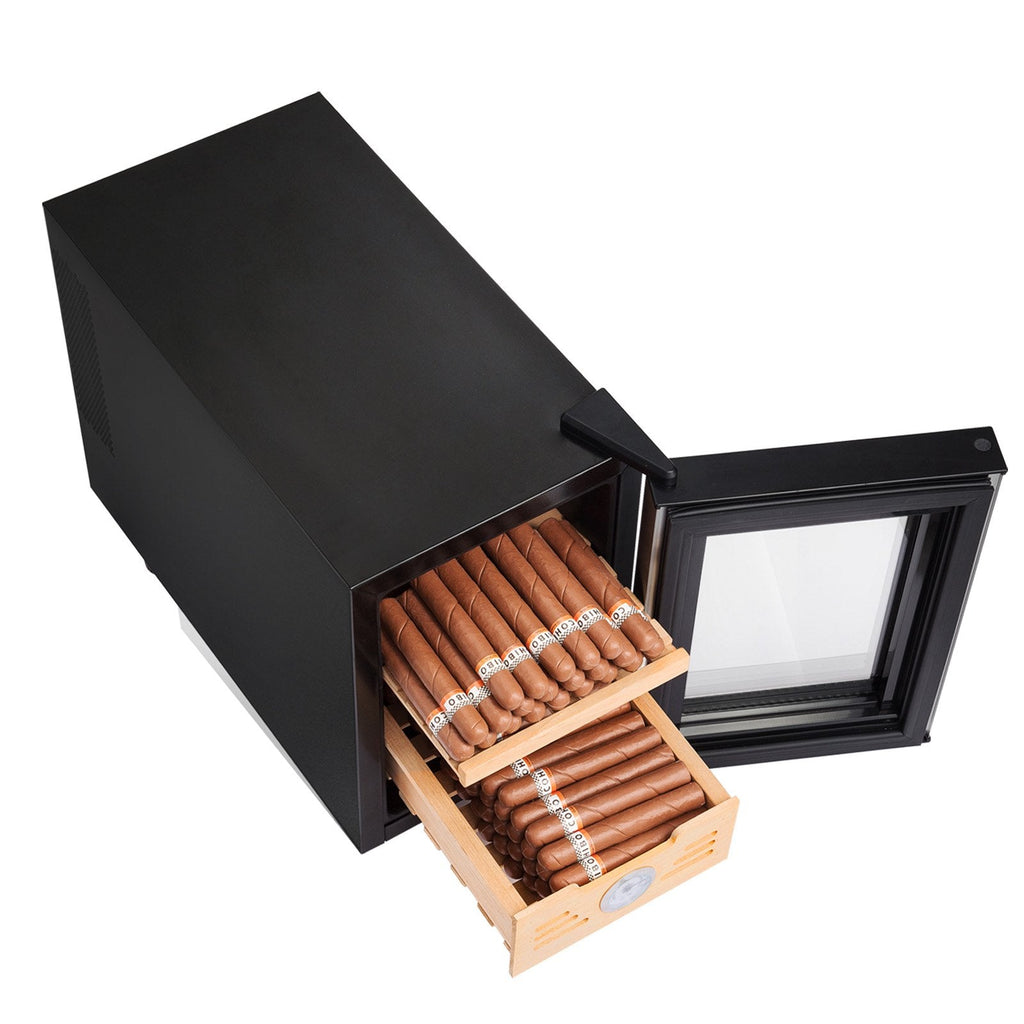 VEVOR Electric Cigar Humidor, 16L Cigar Humidor Cabinet with Heating & Cooling Temp Control System, Spanish Cedar Wood & Tempered Glass & LED Light Cigar Humidor, for Up To 100 Cigars, Gift for Men