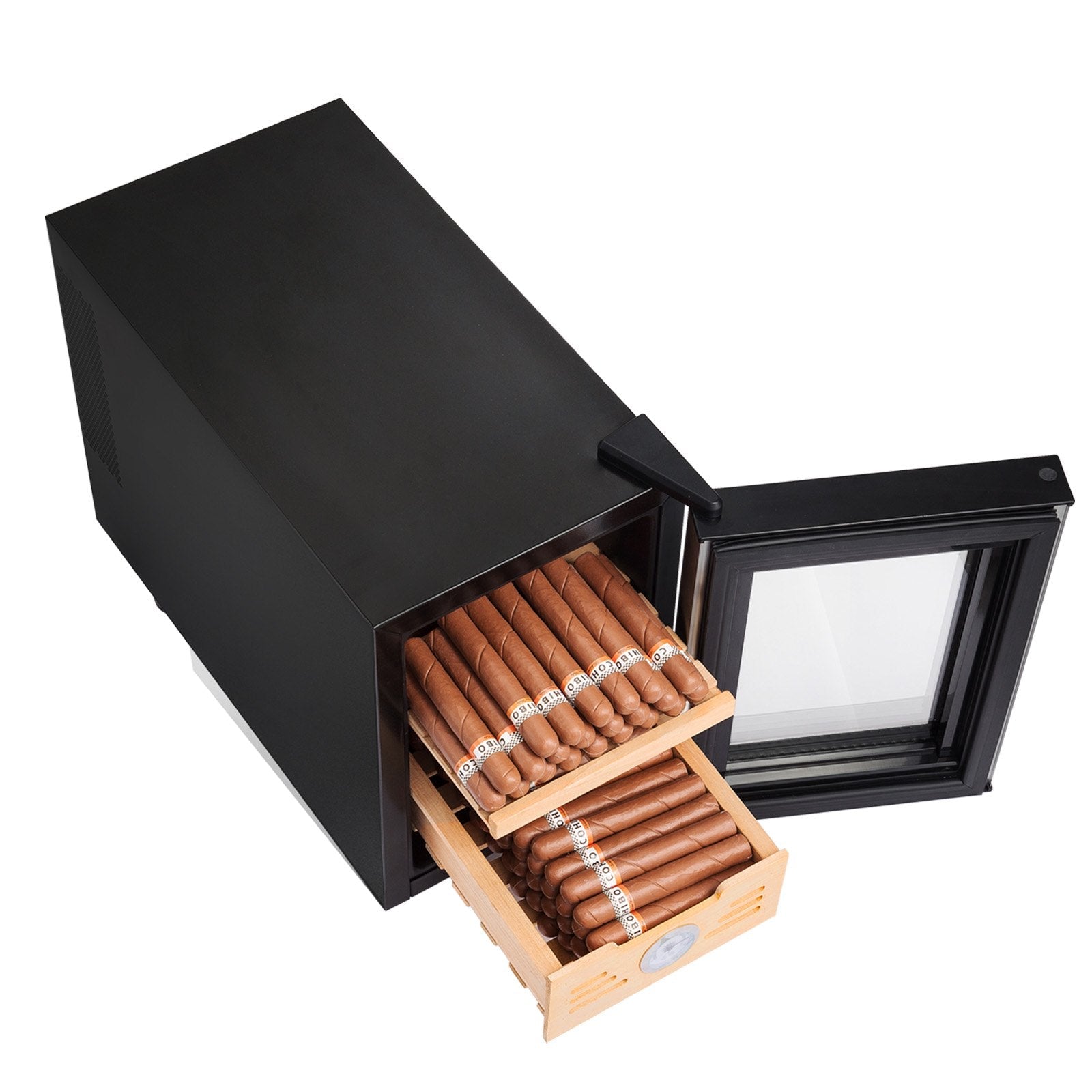 VEVOR Electric Cigar Humidor, 16L Cigar Humidor Cabinet with Heating & Cooling Temp Control System, Spanish Cedar Wood & Tempered Glass & LED Light Cigar Humidor, for Up To 100 Cigars, Gift for Men