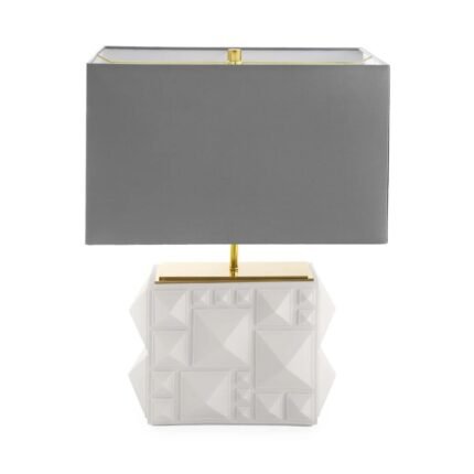 CHARADE STUDDED TABLE LAMP WHITE AND GREY