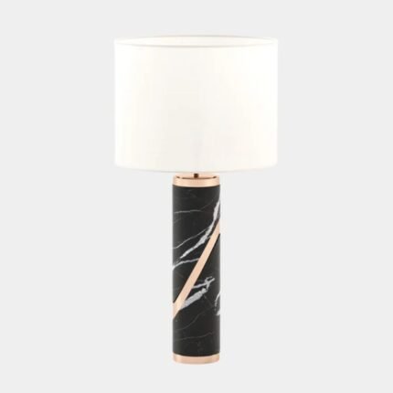 NERO MARQUINA MARBLE CYLINDRICAL TABLE LAMP