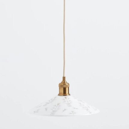 PAINTED LEAF GLASS PENDANT WHITE