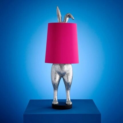 TISCHLEUCHTE HASE HIDING BUNNY MAGENTA-SILVER
