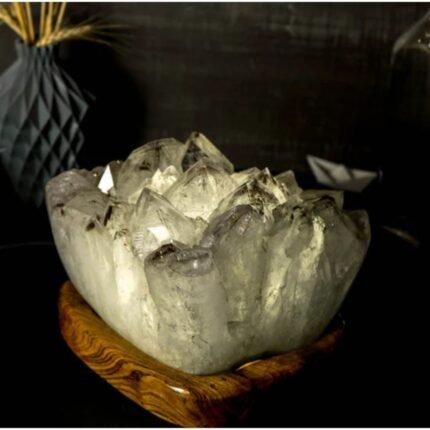 AAA WHITE AMETHYST GEODE IN BESPOKE TABLE LAMP