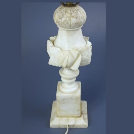 ANTIQUE EARLY 20TH C NEOCLASSICAL HAND CARVED ITALIAN MARBLE TABLE LAMP